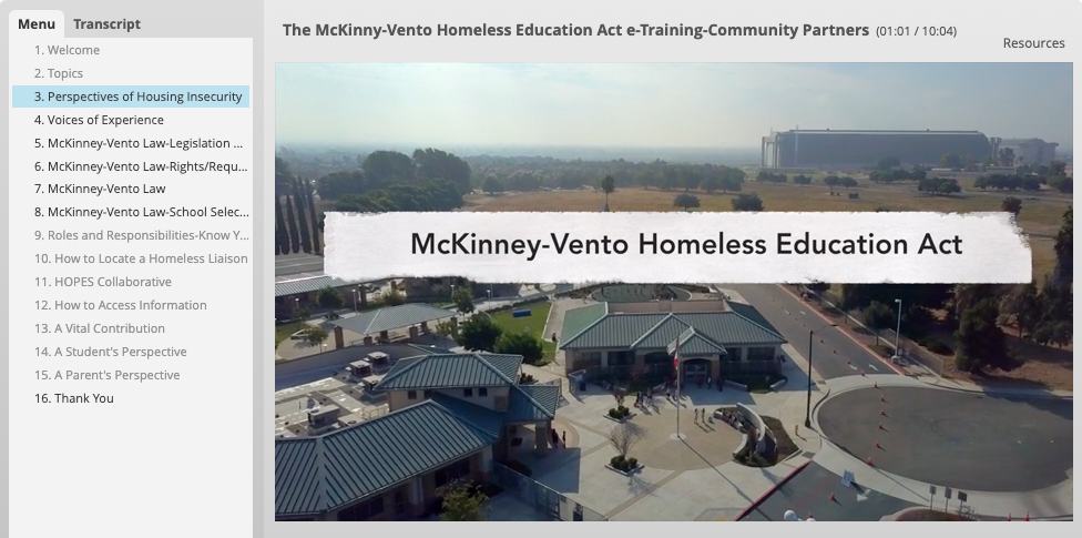 McKinney-Vento Homeless Education Act e-training