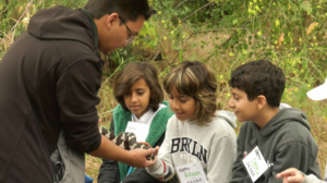 Students participate in an environmental education field trip with Inside the Outdoors.