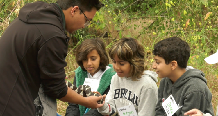 Students participate in an environmental education field trip with Inside the Outdoors.