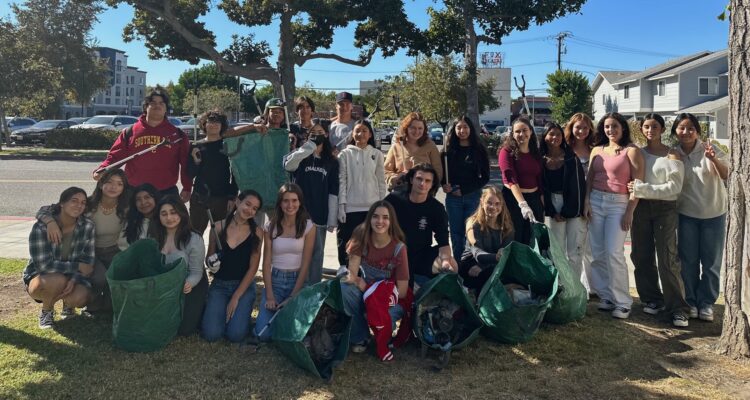 Student members from the Environmental Science, Alliance for Sustainability and STEM Scholars clubs gathered in November to collect trash on campus and a nearby parking lot.