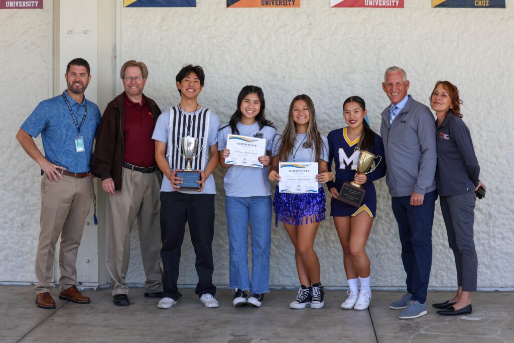 Marina High School students claimed their title as three-time champions in the Huntington Beach Union High School District’s canned food drive competition with more than 12,600 items.