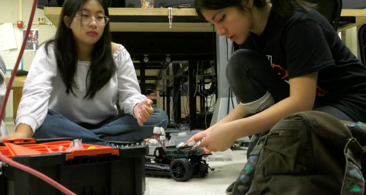Students work on hydrogen-powered racer