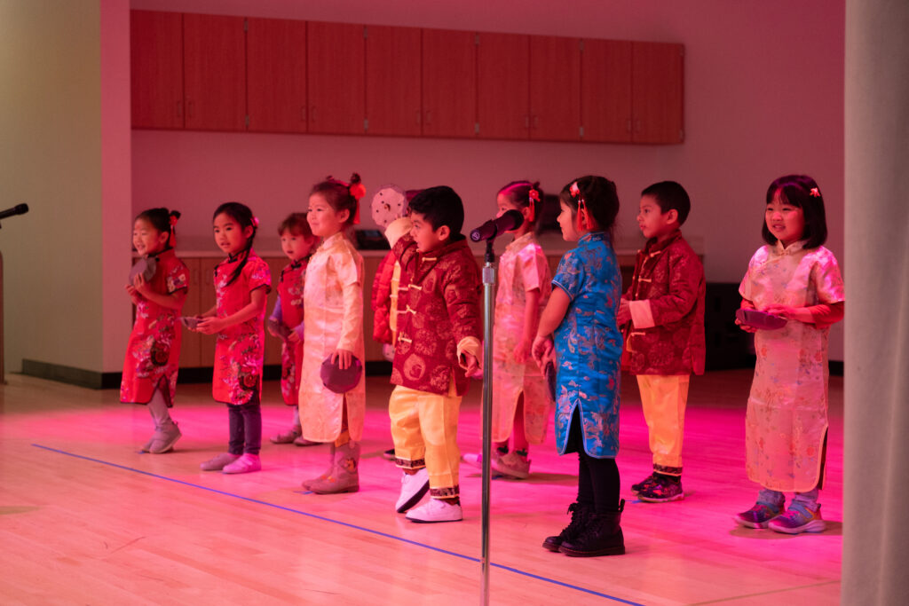 Roosevelt Elementary School transitional kindergartners perform songs and dances at a Lunar New Year showcase on Feb. 9. (Courtesy of Anaheim Elementary School District)
