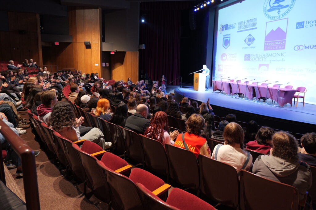Orange County high school students hear from a panel of local arts organizations, higher education institutions and school districts at the Orange County College and Career Pathways in the Arts event on Feb. 9. 