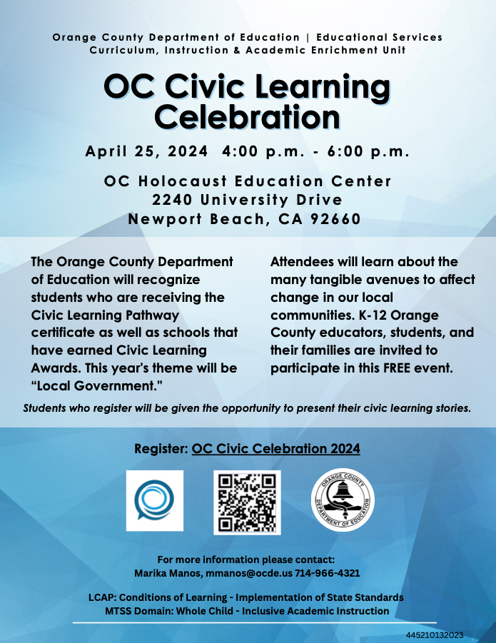 2024 OC Civic Learning Celebration flyer
