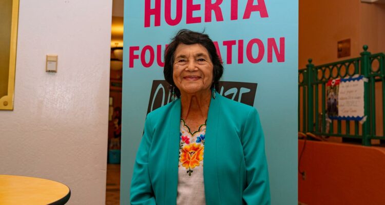 Activist Dolores Huerta spoke with students and staff from OCDE's alternative education division on March 15 as part of the Careers Without Borders series. (Courtesy of Dolores Huerta's Facebook page)