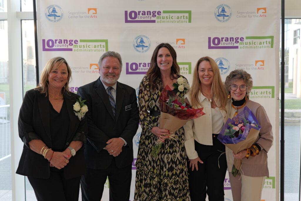 Huntington Beach Union High School District administrators Stacy Robison and Amy Sabol earn arts administrator awards at the Orange County Music and Arts Administrator Awards on Feb. 27 at the Segerstrom Center of the Arts.