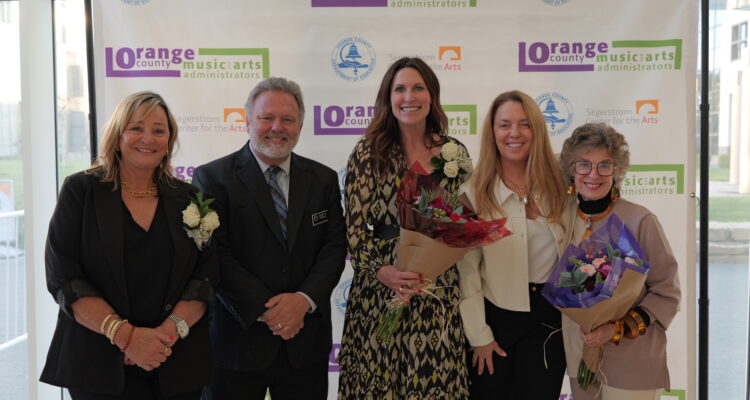 Huntington Beach Union High School District administrators Stacy Robison and Amy Sabol earn arts administrator awards at the Orange County Music and Arts Administrator Awards on Feb. 27 at the Segerstrom Center of the Arts.