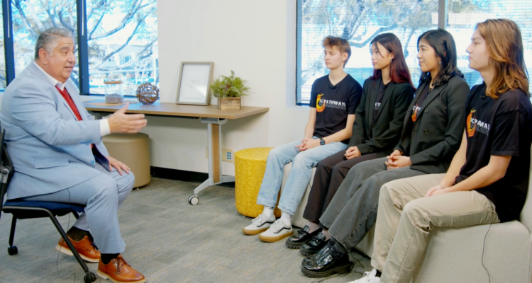 Dr. Miramontes with OC Pathways students