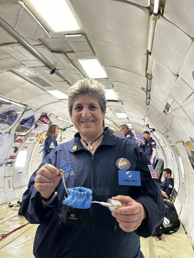 Beverly Berekian conducts experiment on ZERO-G flight