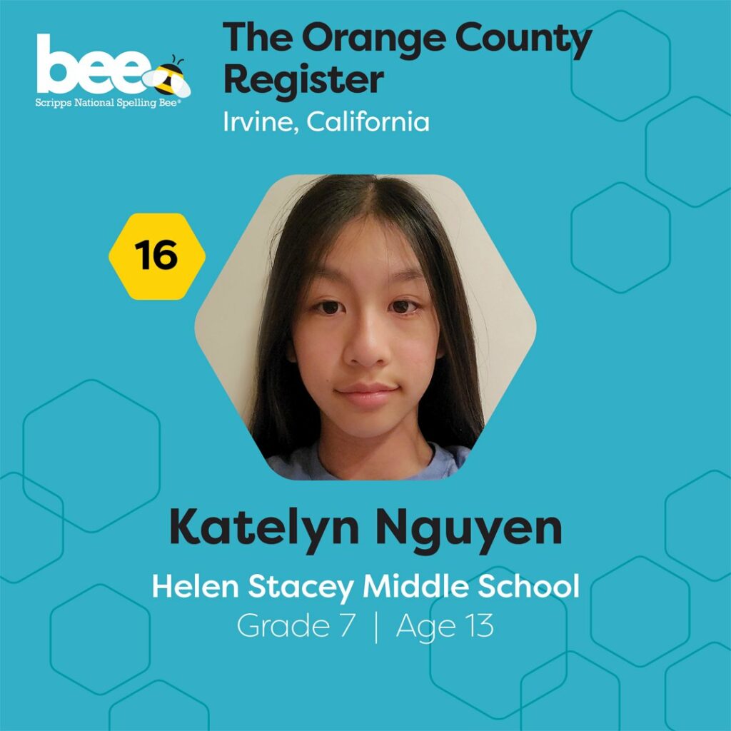 Katelyn Nguyen Orange County Spelling Bee champion