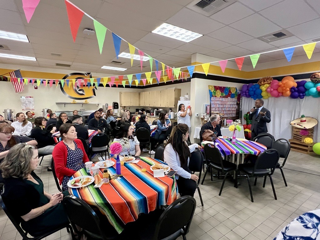 State Superintendent Tony Thurmond visits Godinez Fundamental High School for its annual "Teacher Appreciation Breakfast" on May 6. (Courtesy of the California Department of Education)