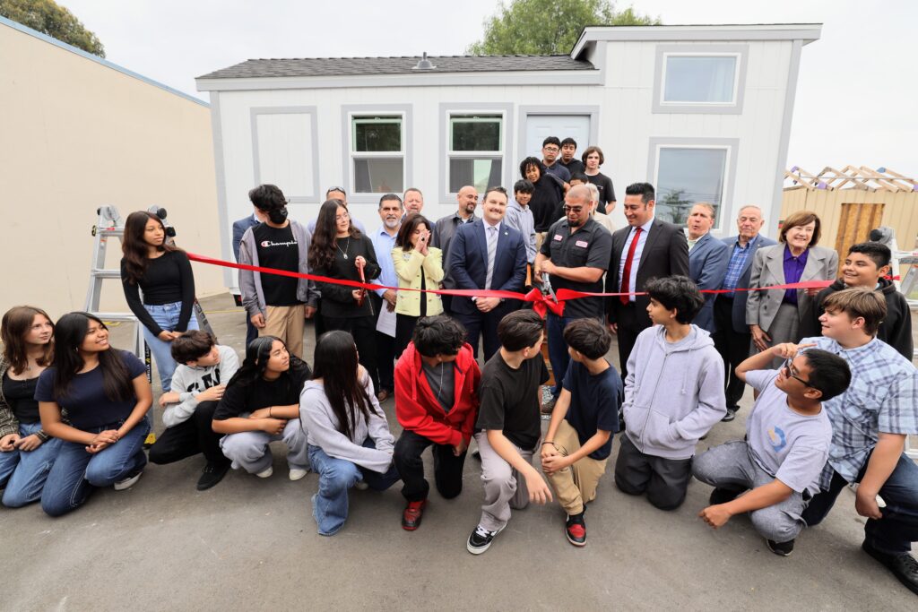The Fullerton School District held a ribbon-cutting ceremony at Nicolas Junior High School to unveil the first 192-square-foot structure in its tiny home project on Tuesday, May 21. 