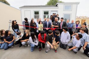 The Fullerton School District held a ribbon-cutting ceremony at Nicolas Junior High School to unveil the first 192-square-foot structure in its tiny home project on Tuesday, May 21.