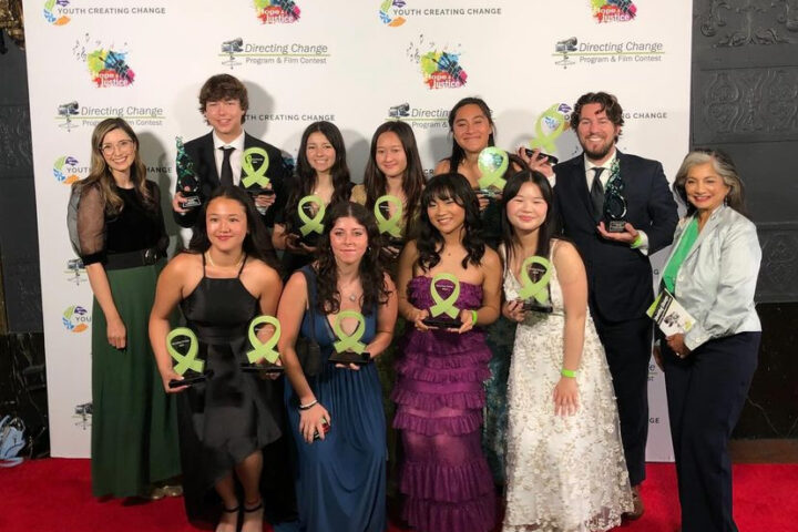 Los Alamitos High School students win first place in the "mental health" and "through the lens of culture" categories at the 2024 Directing Change Film Program and Contest awards on May 21. (Courtesy of Los Alamitos Unified School District)