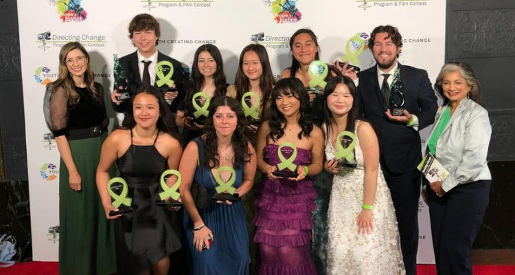 Los Alamitos High School students win first place in the "mental health" and "through the lens of culture" categories at the 2024 Directing Change Film Program and Contest awards on May 21. (Courtesy of Los Alamitos Unified School District)