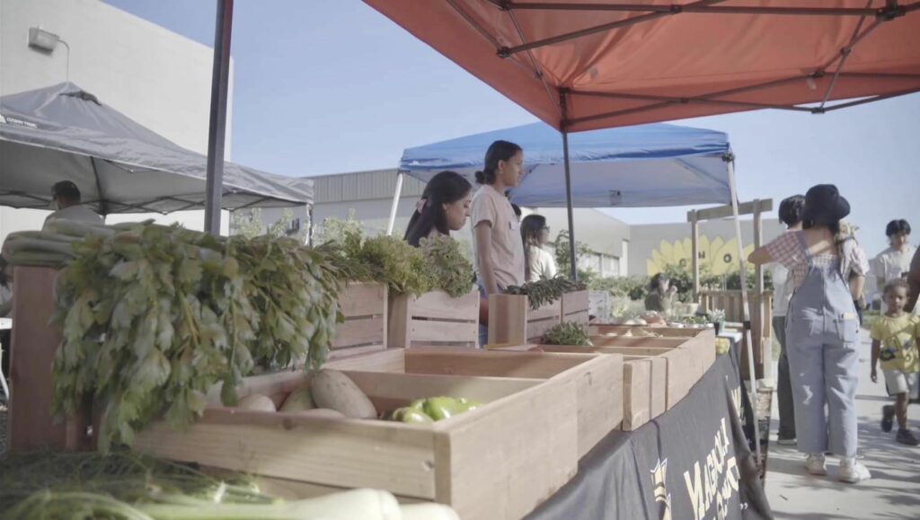 Magnolia High School students sell fresh produce to community members at the MACC Farm Berry Festival on July 13. (Anaheim Union High School District)