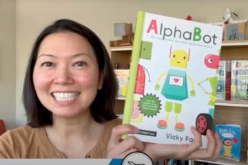 Children's book author Vicky Fang presents her book, "AlphaBot" for students ahead of the STEAM Race to Space Reading Challenge.