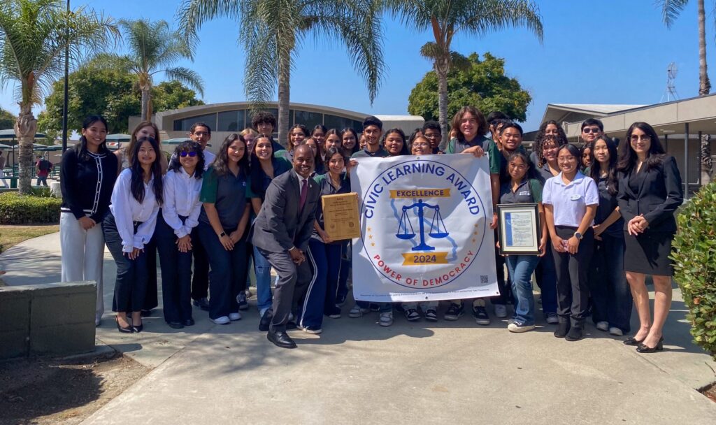 Cropped AUHSD Civic Learning Award with Guerrero and Thurmond