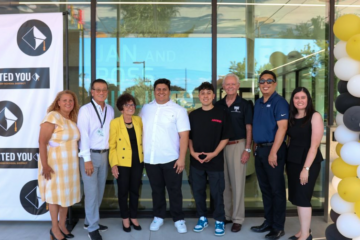 District and high school leadership attend the opening of the Jan & Ross Billings Innovation Center of Excellence on Sept. 5. (Anaheim Union High School District)