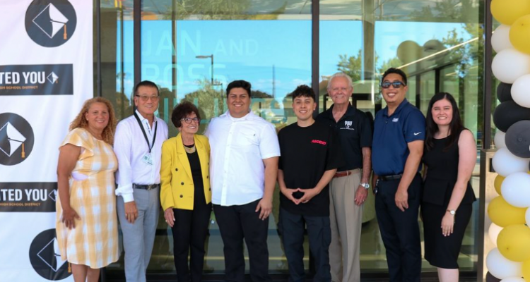 District and high school leadership attend the opening of the Jan & Ross Billings Innovation Center of Excellence on Sept. 5. (Anaheim Union High School District)