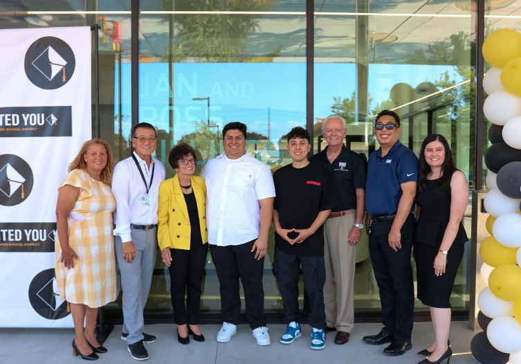 District and high school leadership attend the opening of the Jan & Ross Billings Innovation Center of Excellence on Sept. 5. (Anaheim Union High School District)