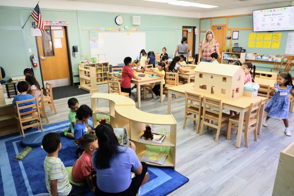 Maple Elementary School transitional kindergartners participate in hands-on activities in their Reggio-inspired classroom. (Fullerton School District)