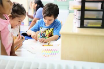 Maple Elementary School transitional kindergartners participate in hands-on activities in their Reggio-inspired classroom. (Fullerton School District)