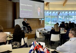 Dr. Bean speaking at International Translation Day