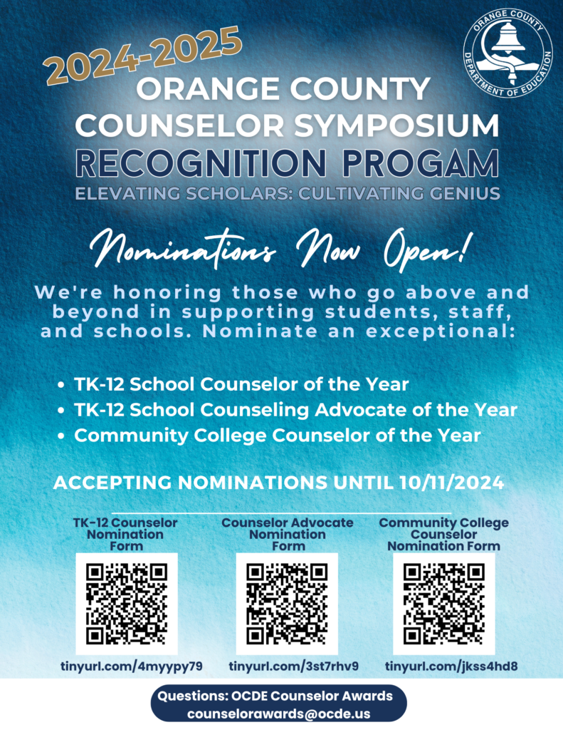 2024-25 Counselor Recognition Program nominations flyer