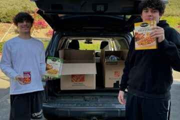 Students at Brea Canyon High School collect items from food drive