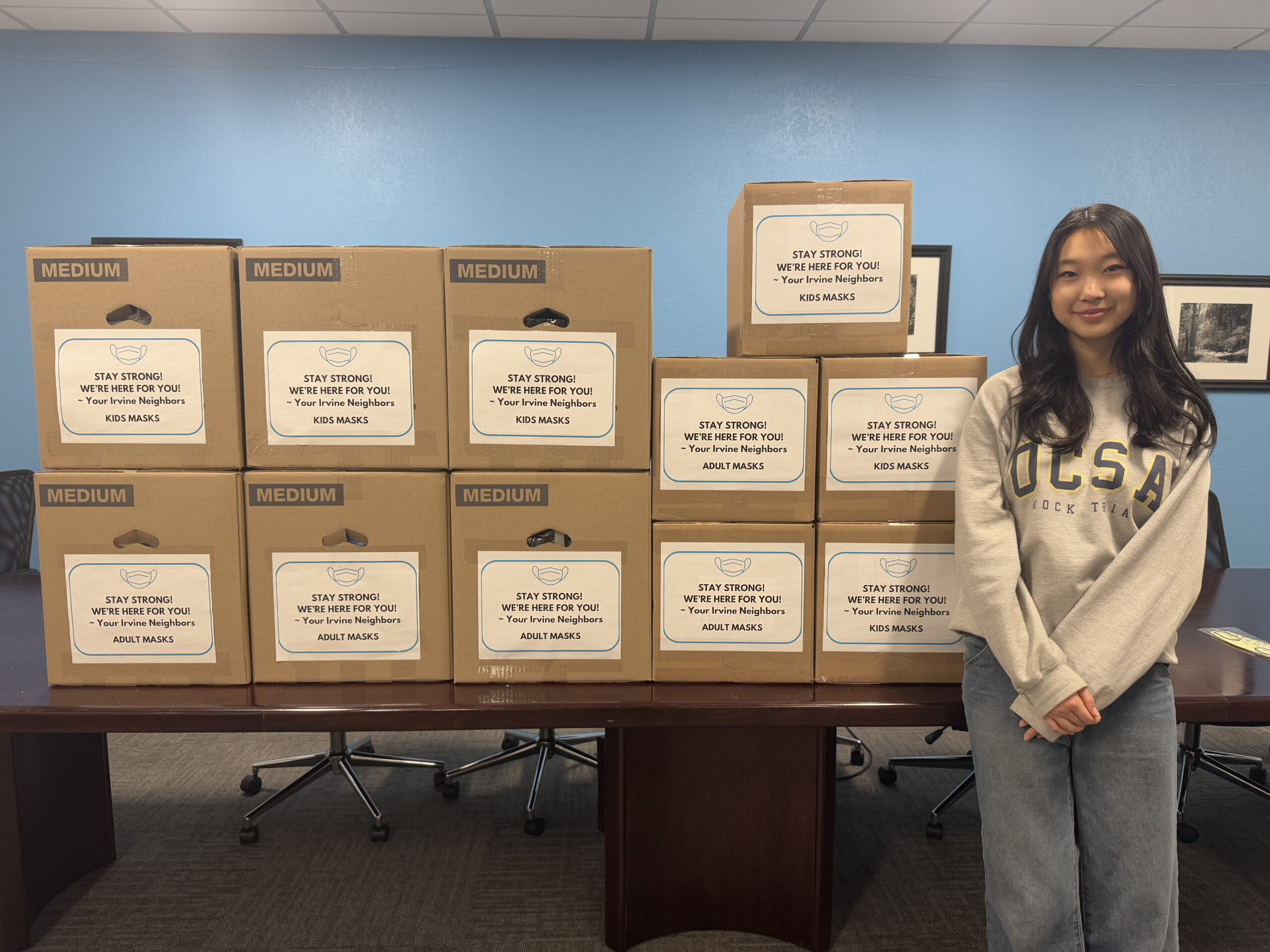 Lana Lee with her donated masks.