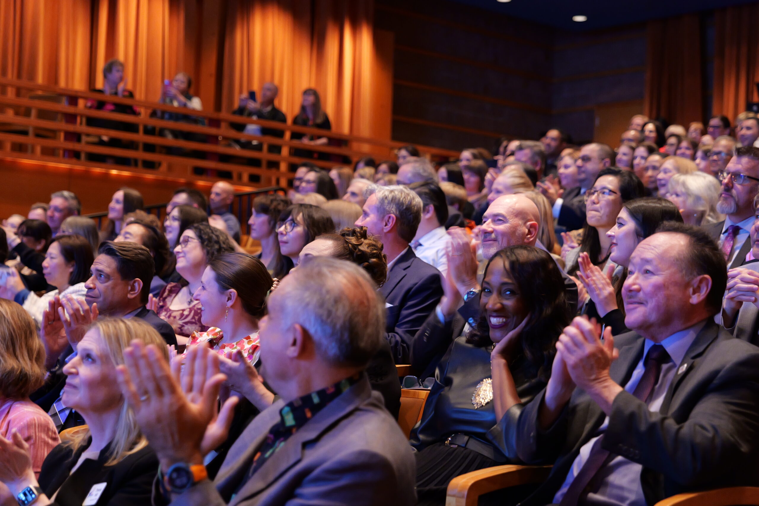 Attendees of the 2025 OCMAA Awards gather inside the Samueli Theater to celebrate arts educators, administrators and advocates.