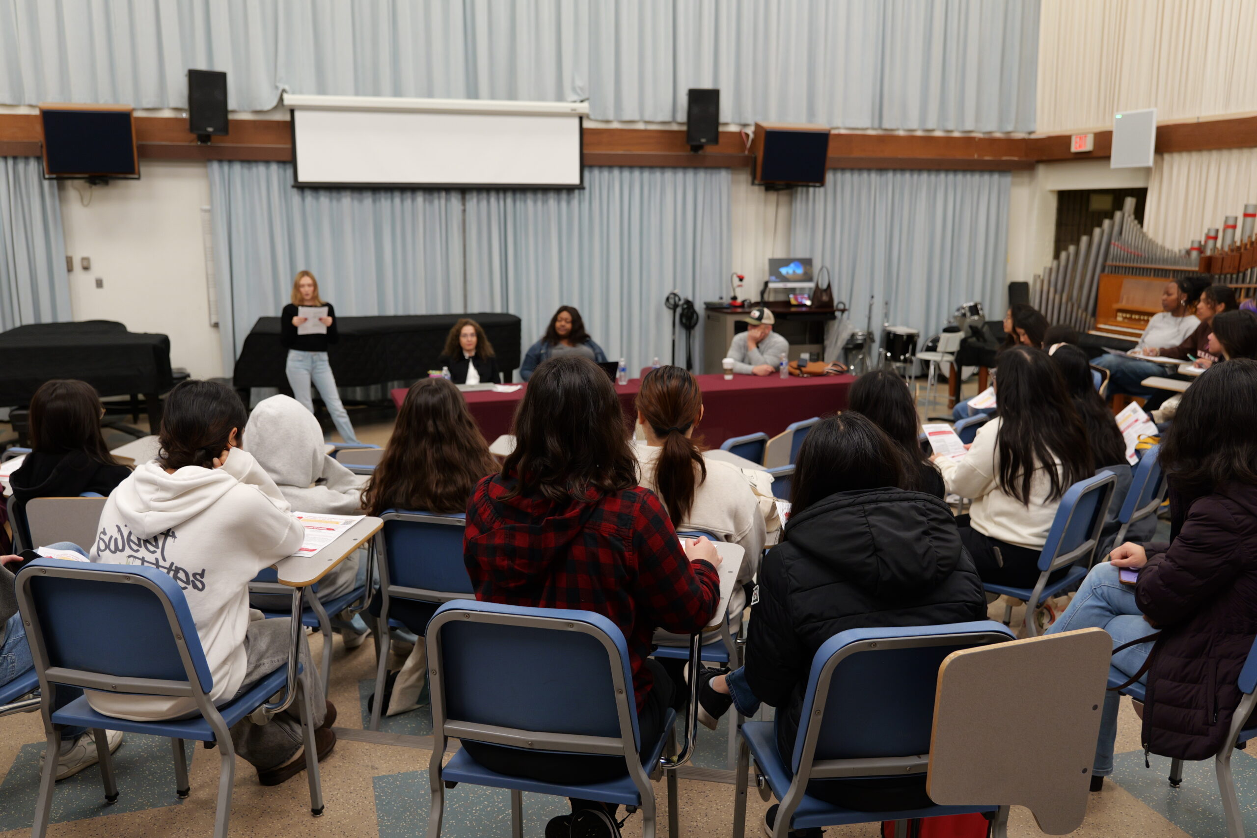 High school students hear from educator panels at the College and Career Pathways in the Arts event on Feb. 7.