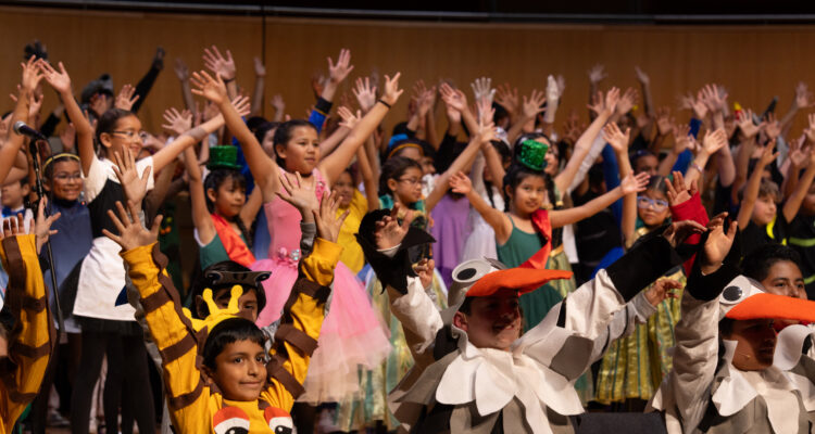 Students perform excerpts of Disney musicals at the Segerstrom Center for the Arts at a past celebration. (Courtesy of the Segerstrom Center for the Arts)