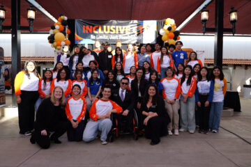 Orange County Superintendent of Schools Dr. Stefan Bean, OCDE director of career education Kathy Boyd and more celebrate the 12th annual OC Pathways Showcase with students from 16 local school districts.