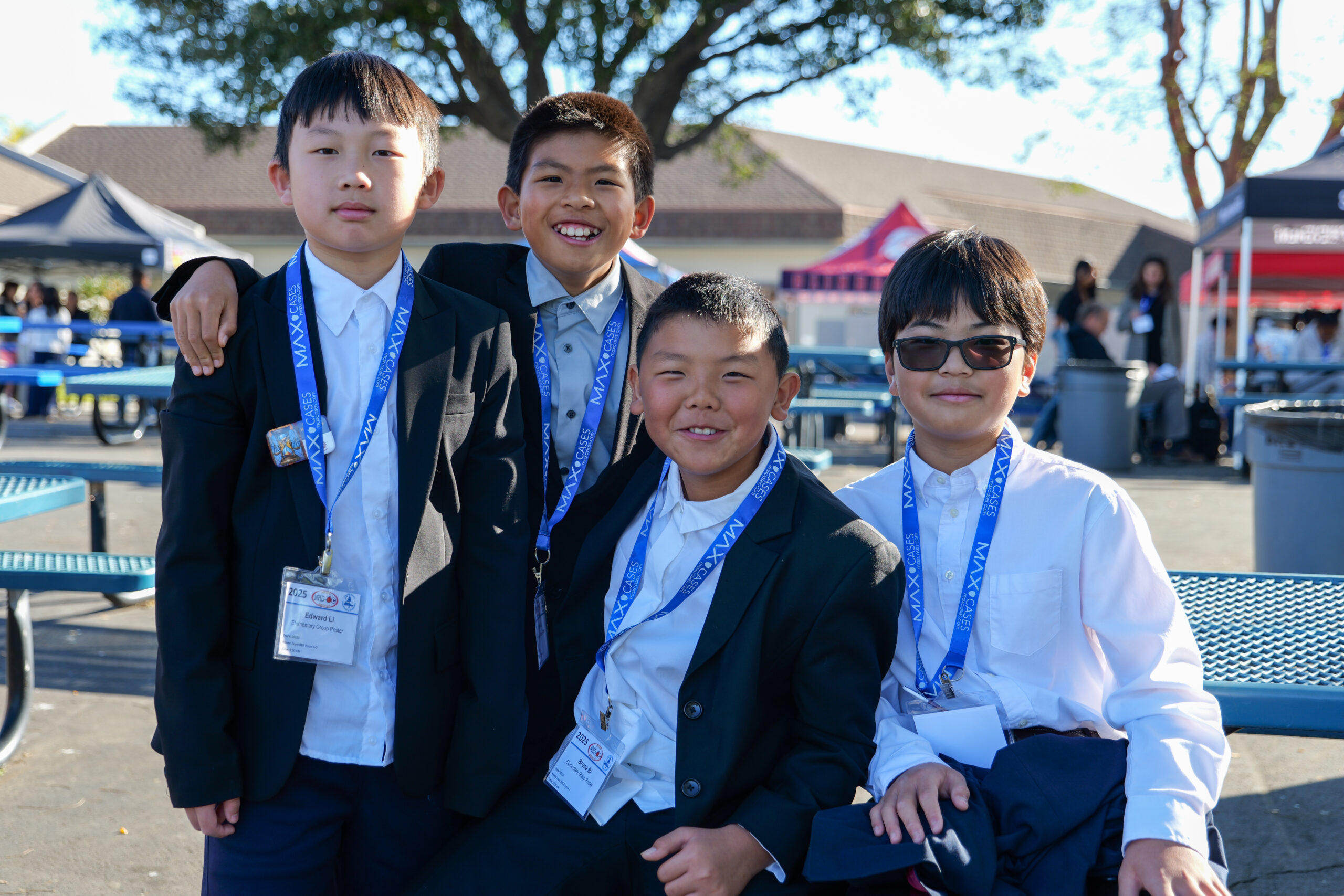 Students pose for a photo while waiting to present their projects at the NHD-OC competition.