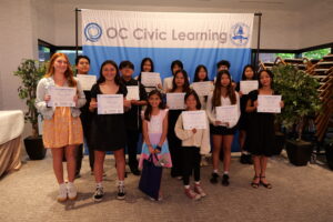 Students with their Civic Learning Pathway certificates