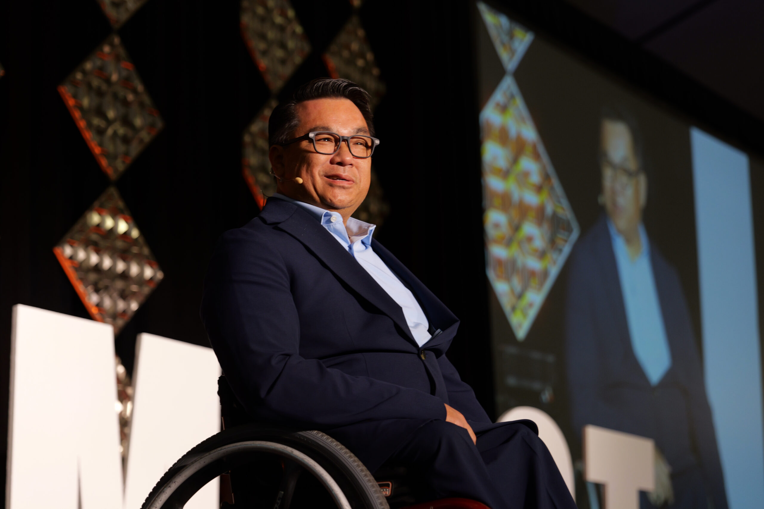 Orange County Superintendent of Schools Dr. Stefan Bean addresses attendees at the "Voices of Impact" talks at the 2025 CA MTSS PLI.  