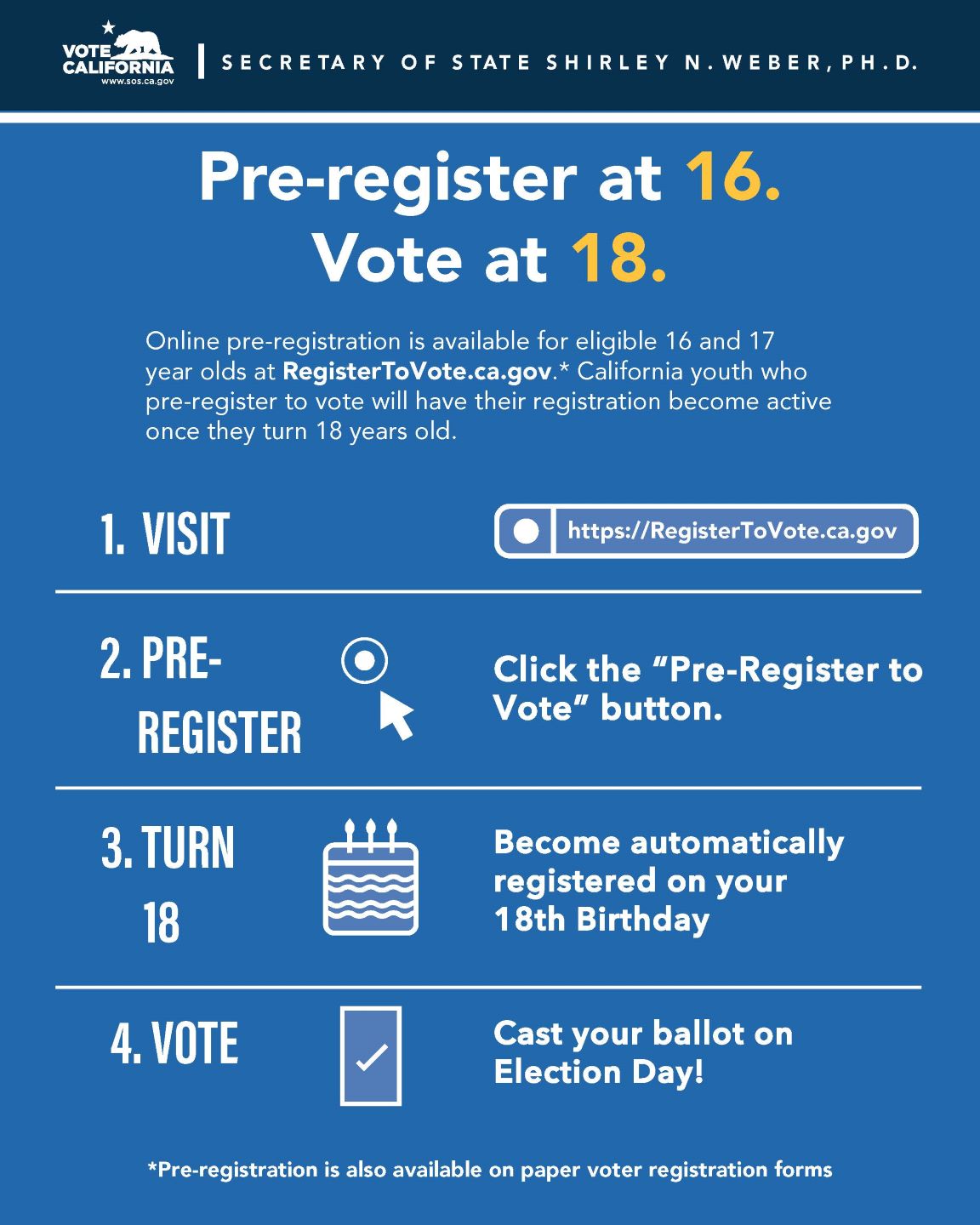 California pre-registration to vote flyer