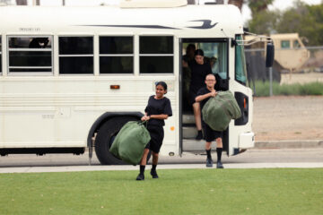 Sunburst students get off the bus
