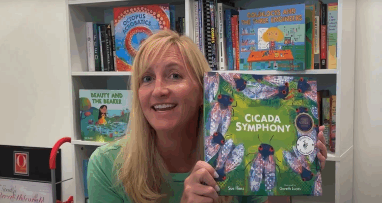 The recommended reading lists for the STEAM reading challenge include picture books like "Cicada Symphony" by children's book author Sue Fliess.