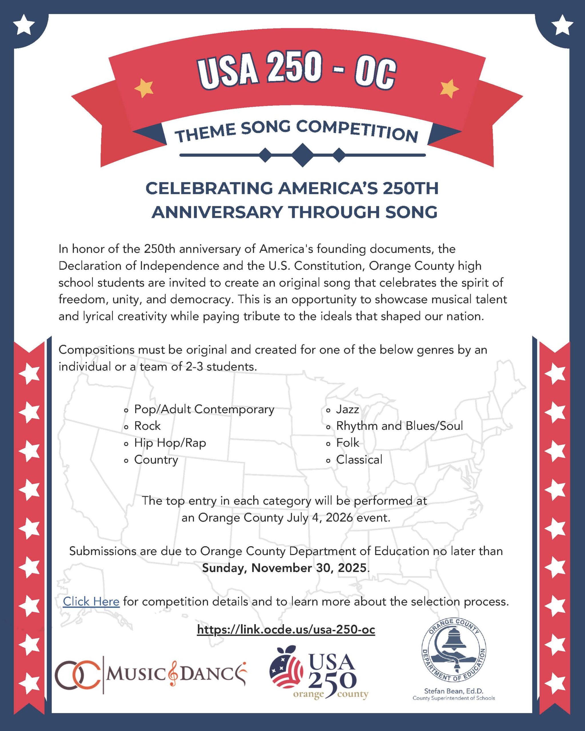 USA 250-OC Theme Song Competition: Celebrating America’s 250th Anniversary Through Song