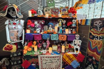 Alternative education students at OCDE's Argosy campus site helped create an altar for Dia de los Muertos with the help of school staff.