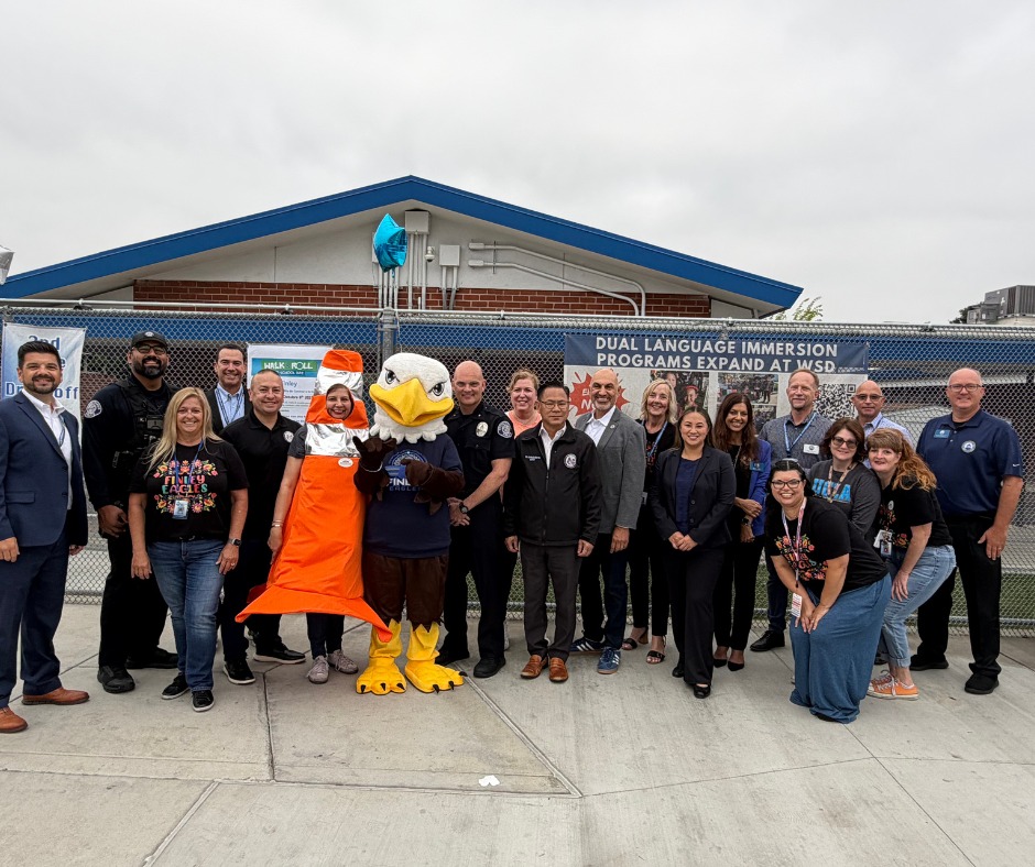 Administrators, city officials and district partners celebrate National Walk & Roll to School Day on Oct. 8. (Photos courtesy of Westminster School District)
