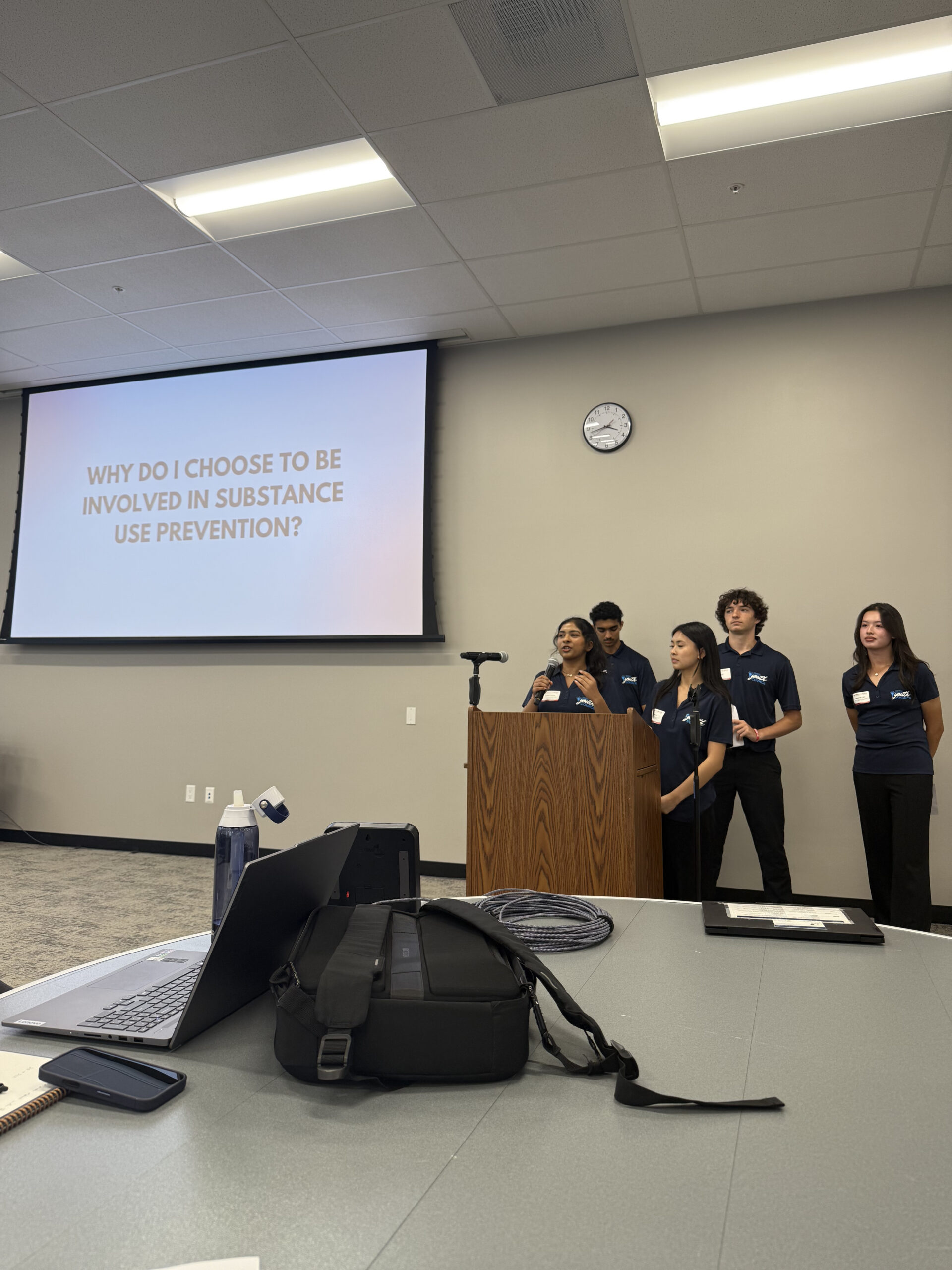 Parsmi Rajput of Cypress High School in the Anaheim Union High School District speaks at the Red Ribbon in Action event, sharing why she chose to be involved in substance use prevention. 