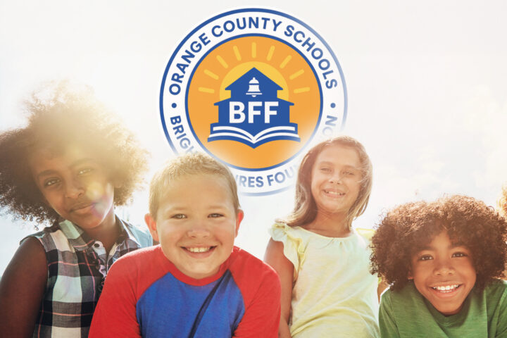 Bright Futures Foundation logo behind smiling children