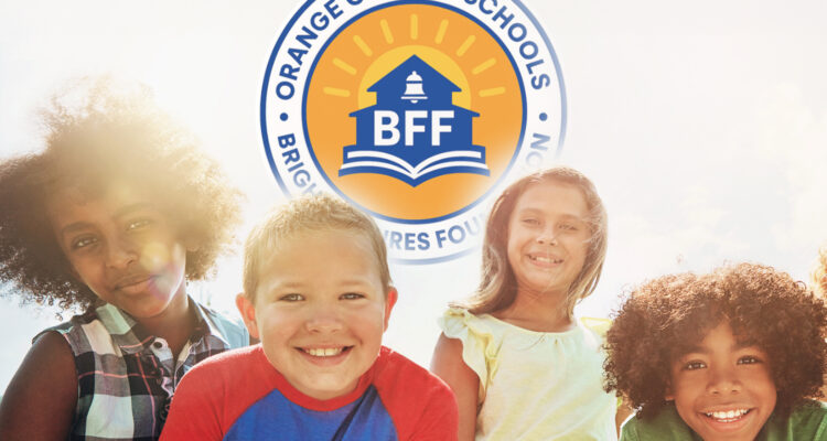 Bright Futures Foundation logo behind smiling children