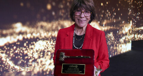SVUSD Board President Suzie R. Swartz with a plaque