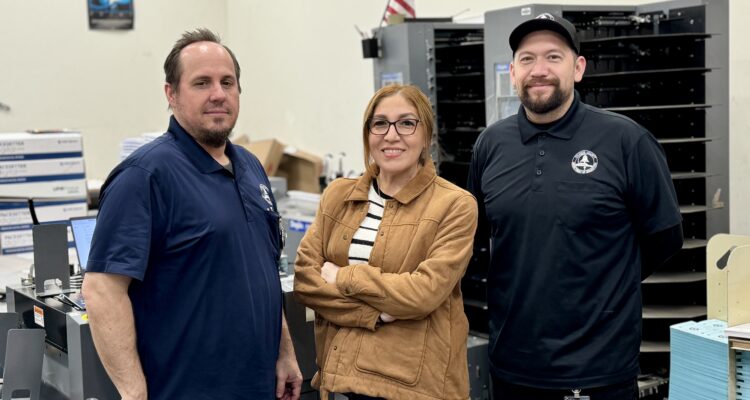 Shawn, Joann and Tony in OCDE's print shop